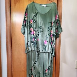 Ankle length green floral dress